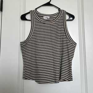 Kaileigh Black & Cream Striped Ribbed Tank